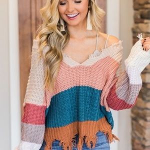 Pink Lily Boutique distressed sweater